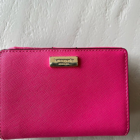 Kate Spade Laurel Way Cara Bifold Crossgrain Leather Wallet Pink - Picture 13 of 15